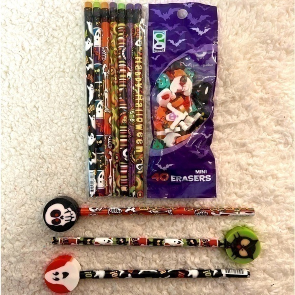 Geddes Halloween #2 Pencils + Mini Eraser Bundle